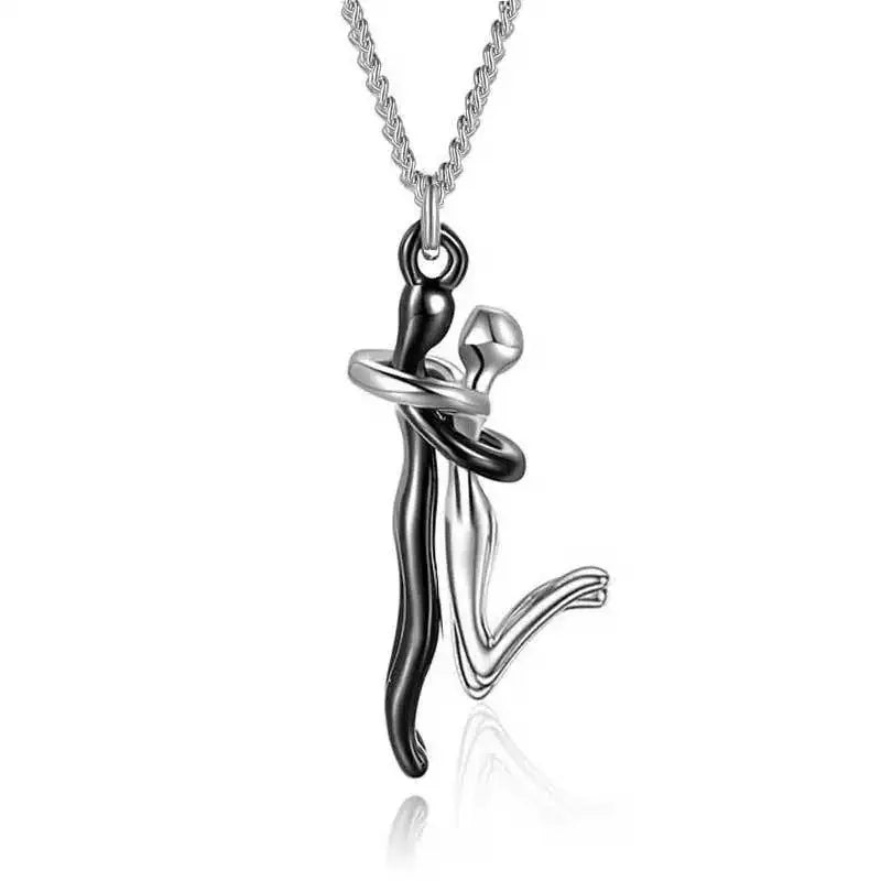 Mother Child Hug Pendant Two-Tone Detachable Necklace Family Gift