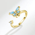 Anti-Stress Crystal Flower Spinner Ring Women Wedding Jewelry Gift
