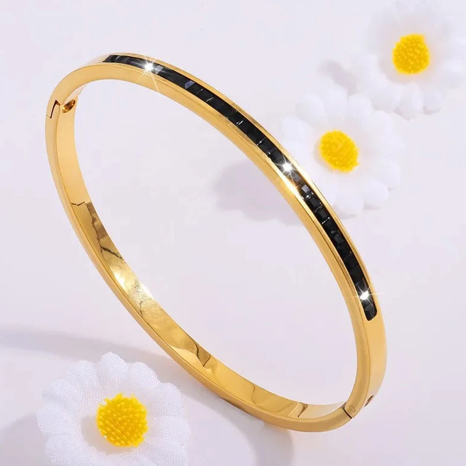 Women's Sparkling Zirconia Stainless Steel Stackable Bangle Set Gift