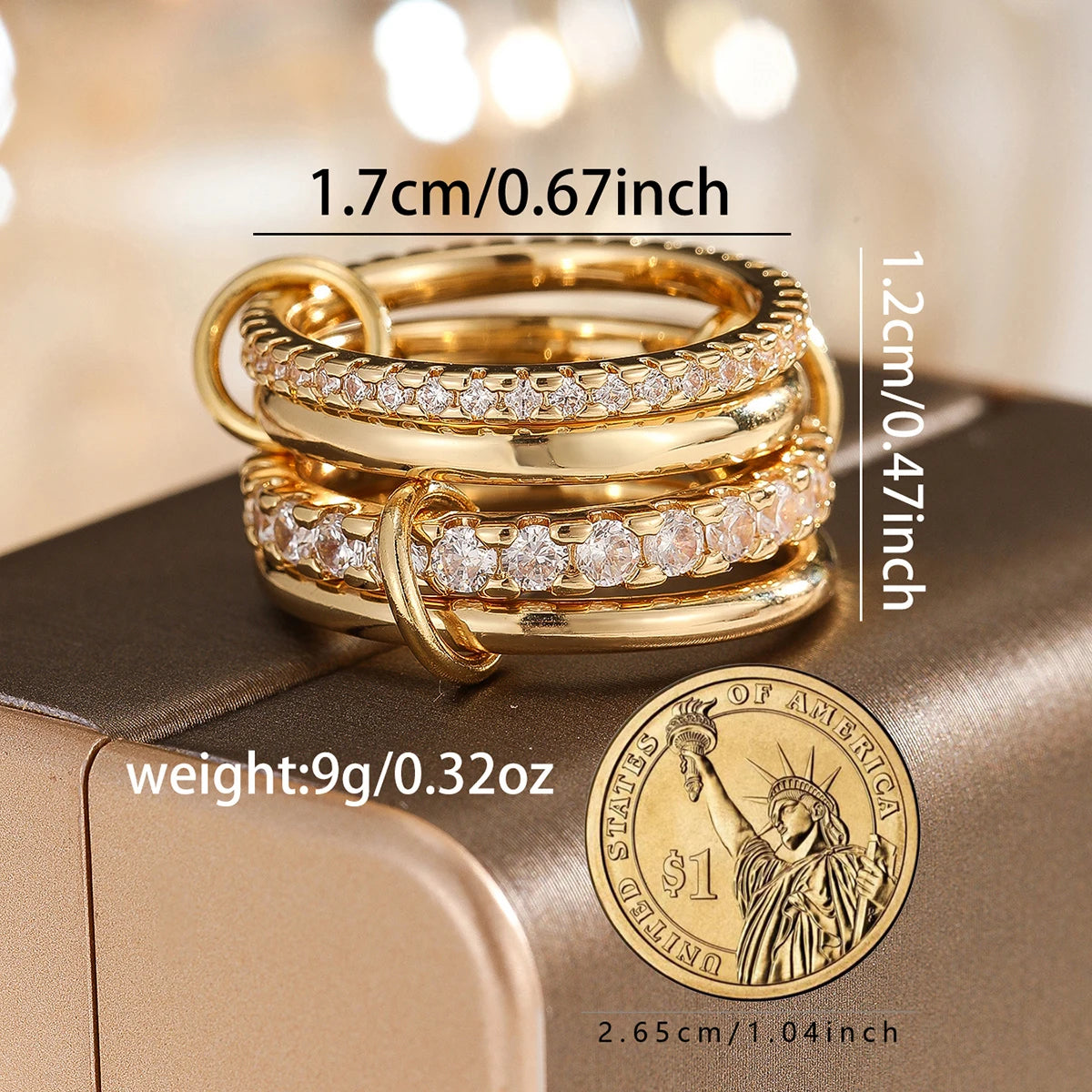 Women's Two-Color Copper Ring Set Hypoallergenic Stackable Jewelry