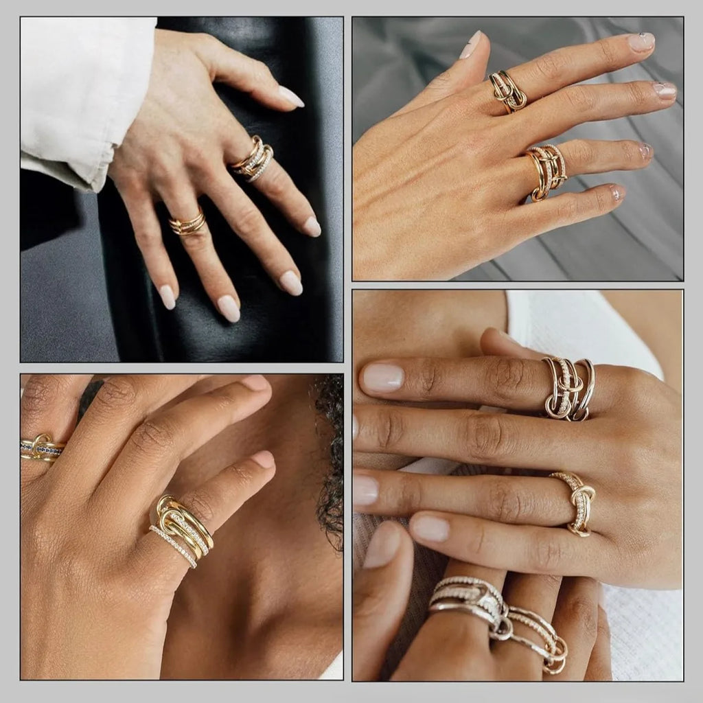 Women's Two-Color Copper Ring Set Hypoallergenic Stackable Jewelry