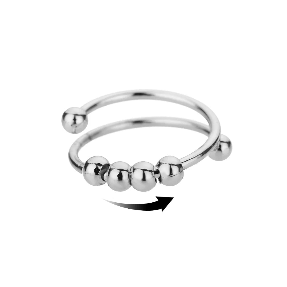 Sun & Star Fidget Ring – Stainless Steel