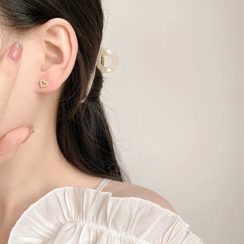 Fashion Heart Stud Earrings Women Hypoallergenic Cartilage Piercing