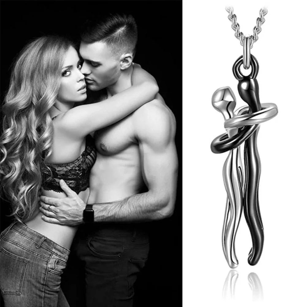 Black Hug Pendant Necklace Couples Love Symbol Party Jewelry