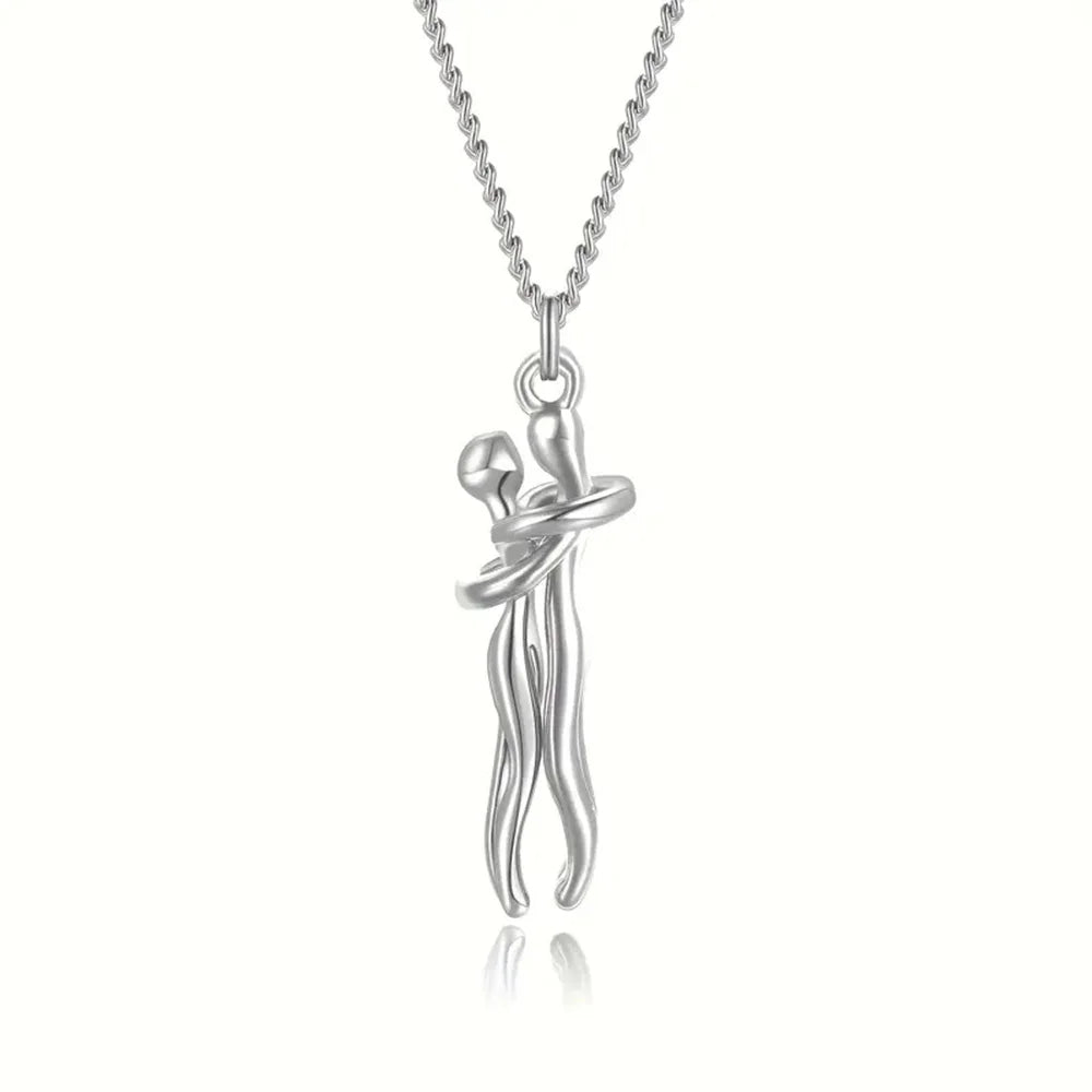 Black Hug Pendant Necklace Couples Love Symbol Party Jewelry