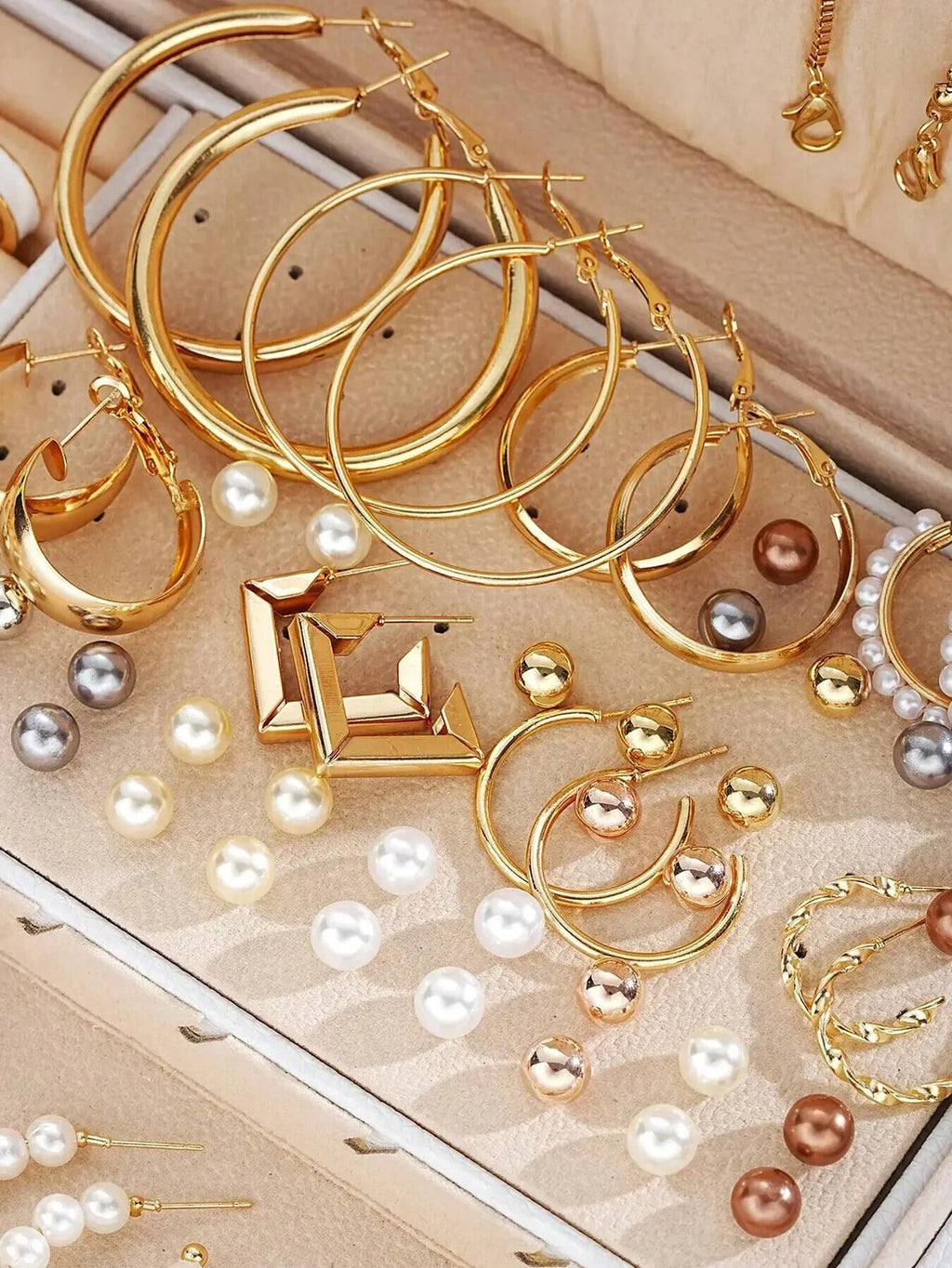 Women's 86pcs Pearl Multi-Layer Necklace Earrings Ring Jewelry Set (No Box)