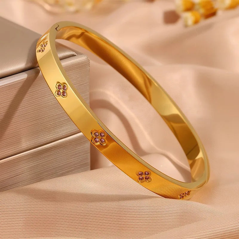 Women's Sparkling Zirconia Stainless Steel Stackable Bangle Set Gift