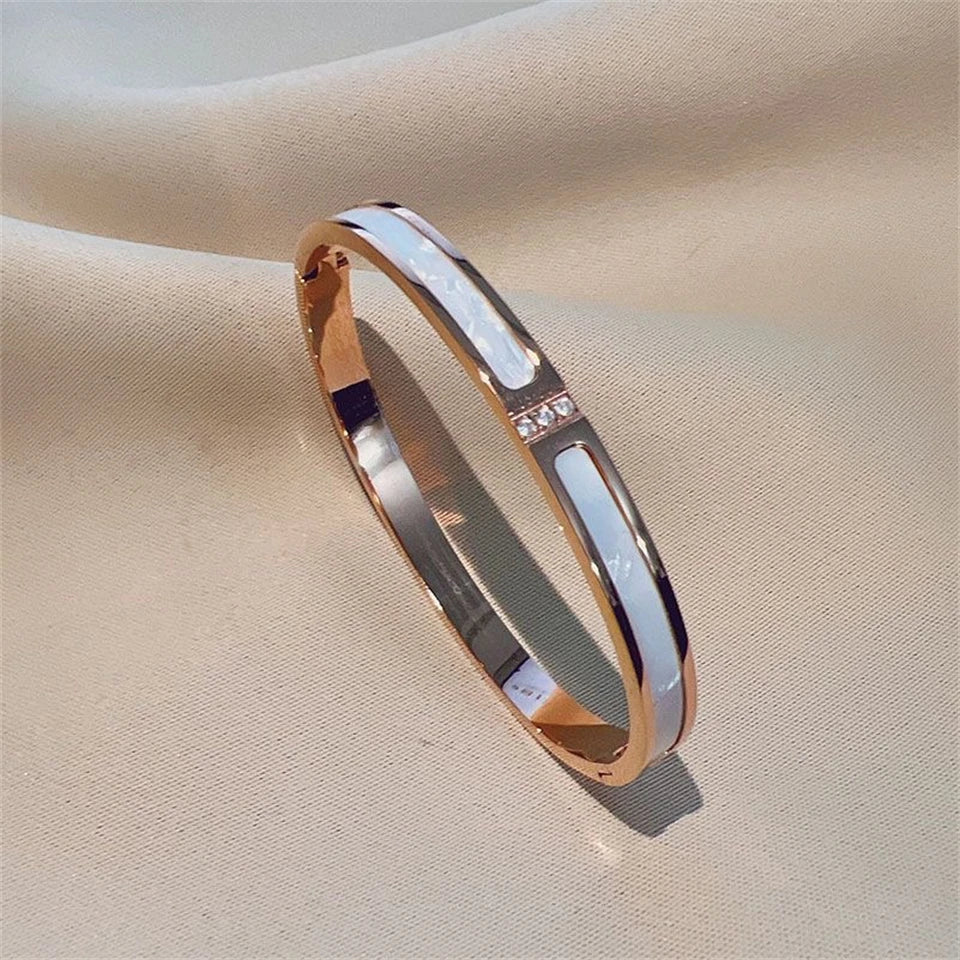 Women's Sparkling Zirconia Stainless Steel Stackable Bangle Set Gift