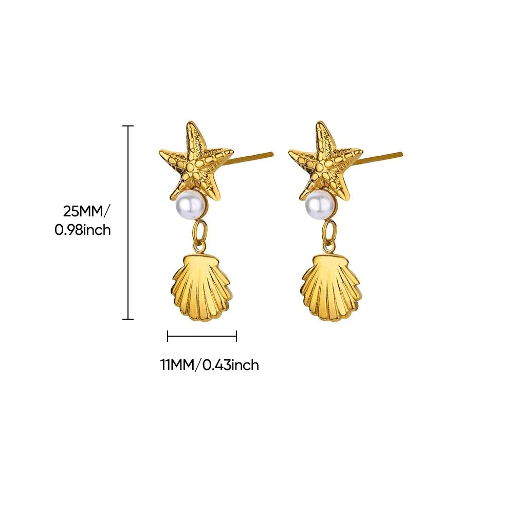 Vintage Starfish Star Stud Earrings Women Ocean Jewelry Gift