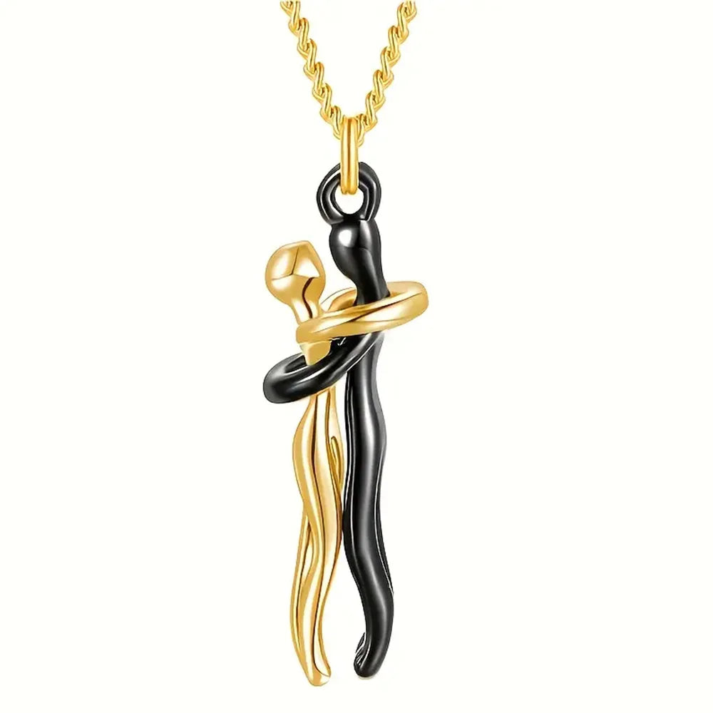Black Hug Pendant Necklace Couples Love Symbol Party Jewelry