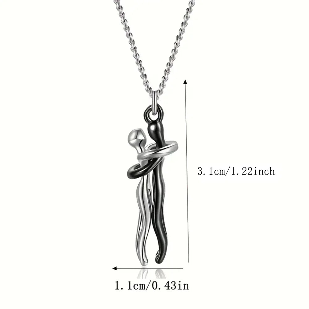 Black Hug Pendant Necklace Couples Love Symbol Party Jewelry
