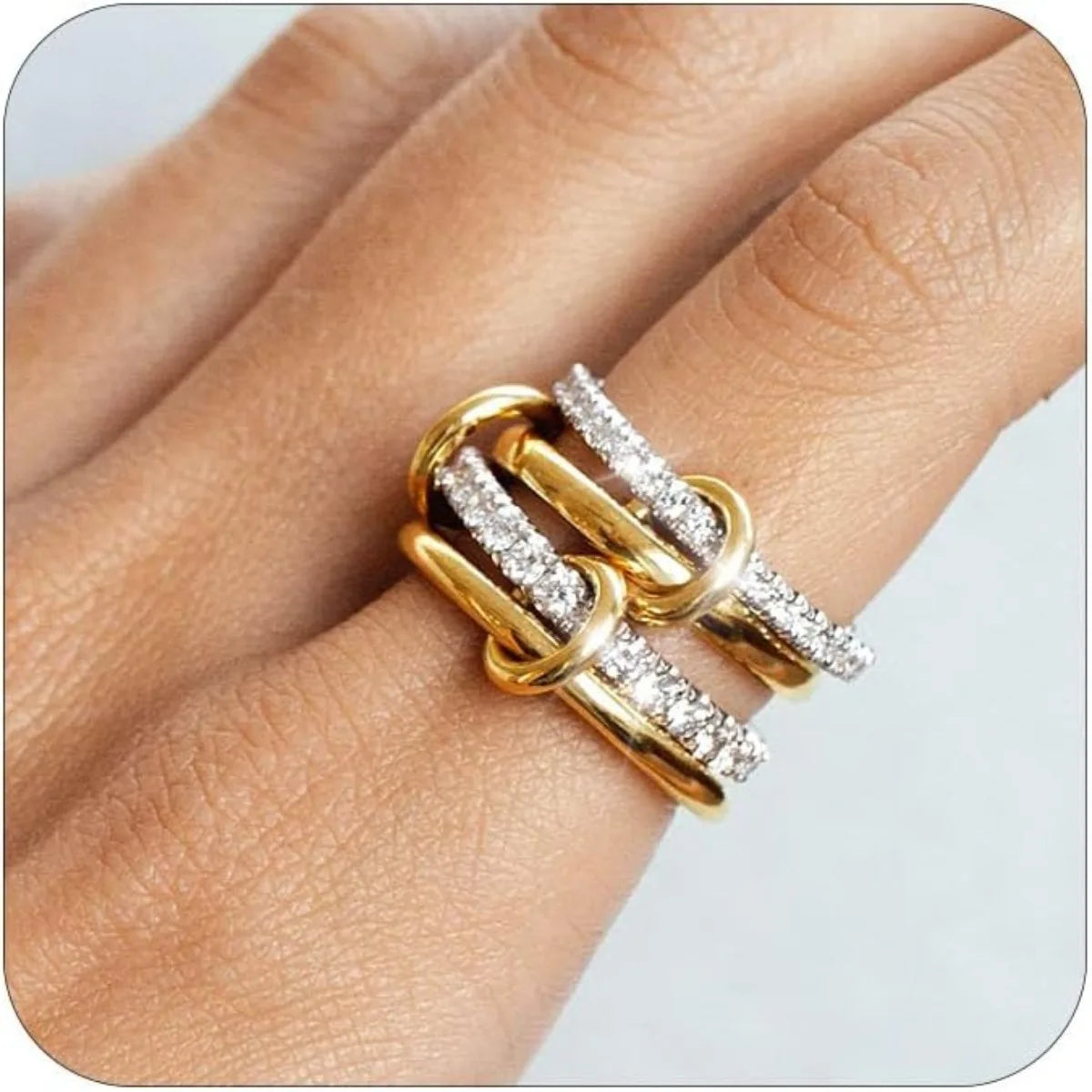 Women's Two-Color Copper Ring Set Hypoallergenic Stackable Jewelry