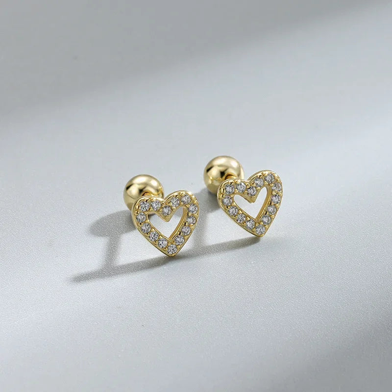 Fashion Heart Stud Earrings Women Hypoallergenic Cartilage Piercing