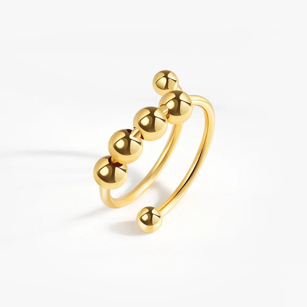 Anti-Stress Crystal Flower Spinner Ring Women Wedding Jewelry Gift