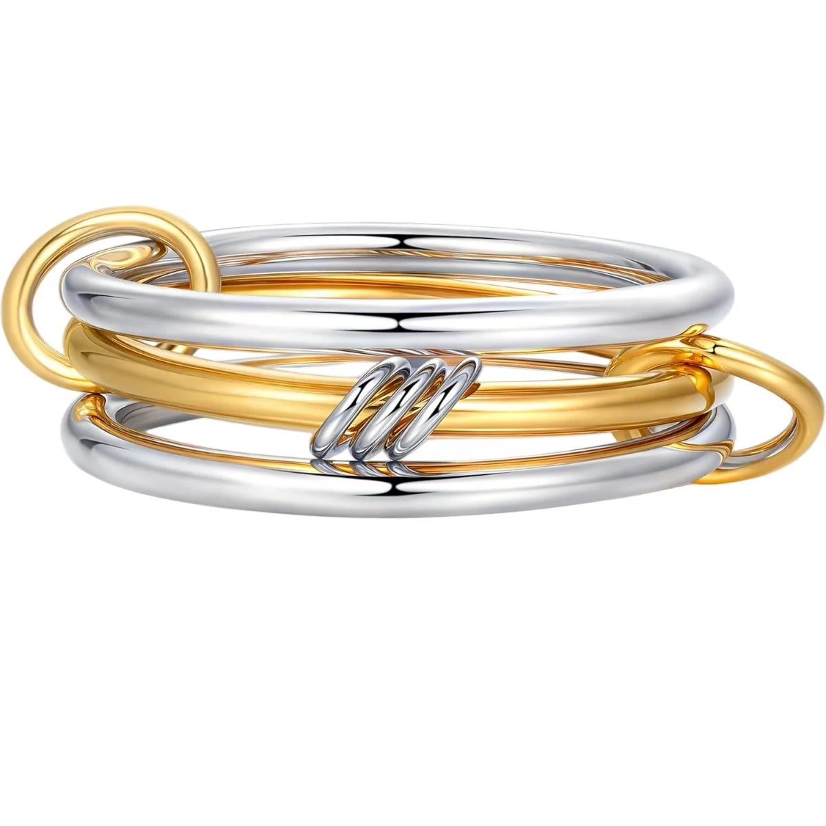Women's Two-Color Copper Ring Set Hypoallergenic Stackable Jewelry