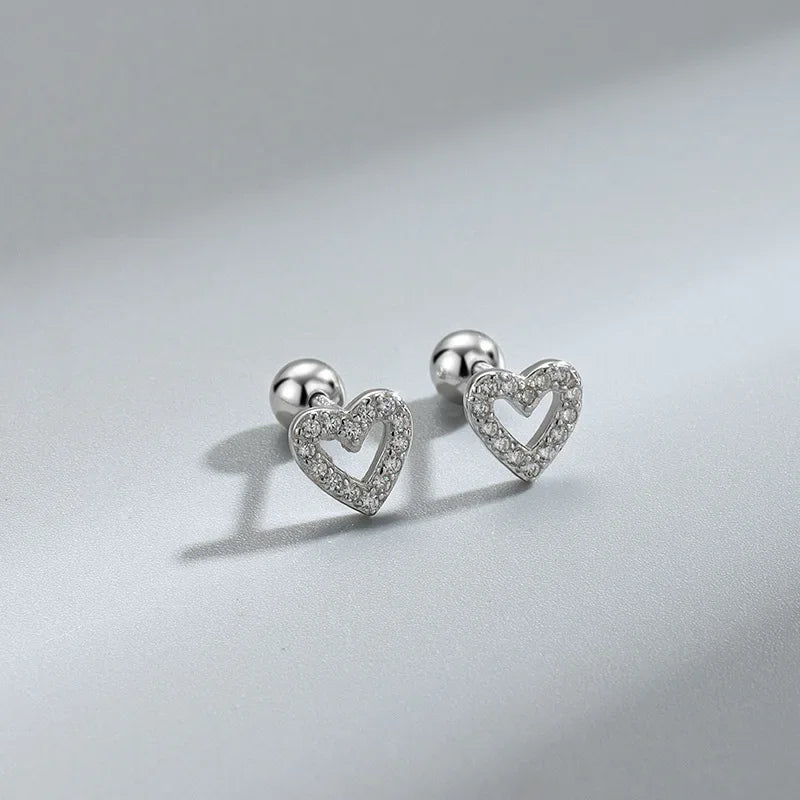 Fashion Heart Stud Earrings Women Hypoallergenic Cartilage Piercing