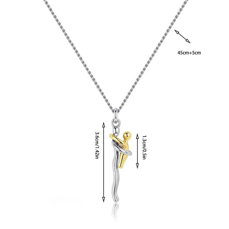 Mother Child Hug Pendant Two-Tone Detachable Necklace Family Gift