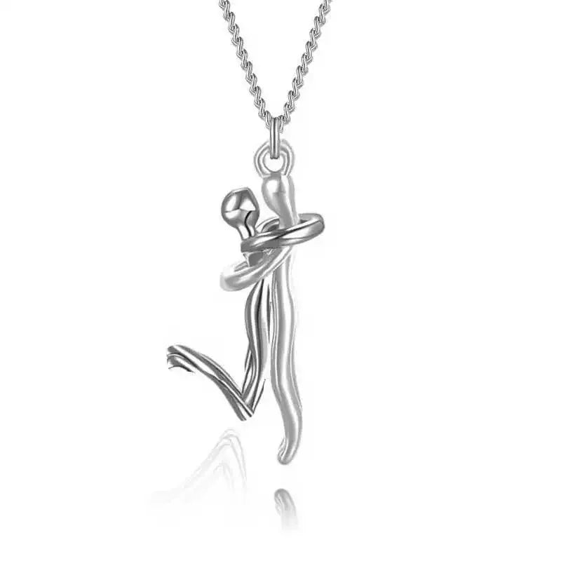 Mother Child Hug Pendant Two-Tone Detachable Necklace Family Gift