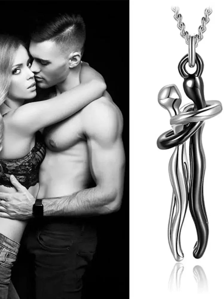Black Hug Pendant Necklace Couples Love Symbol Party Jewelry