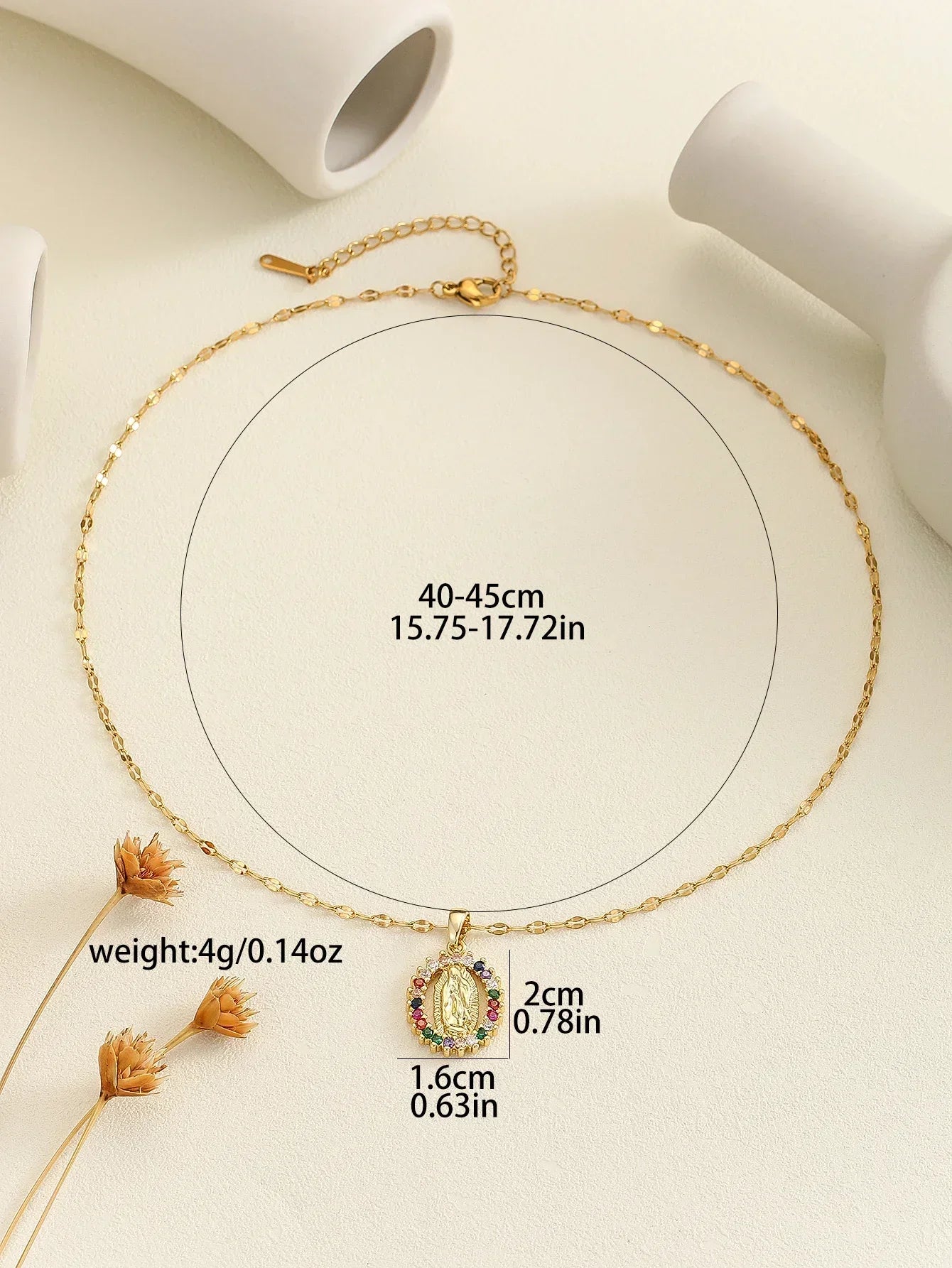 Fashion Micro Inlaid Zircon Virgin Mary Star Pendant Necklace Women