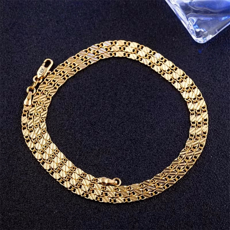 Women's 18K Gold 925 Silver 2MM Side Chain Necklace Jewelry