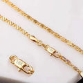 Women's 18K Gold 925 Silver 2MM Side Chain Necklace Jewelry