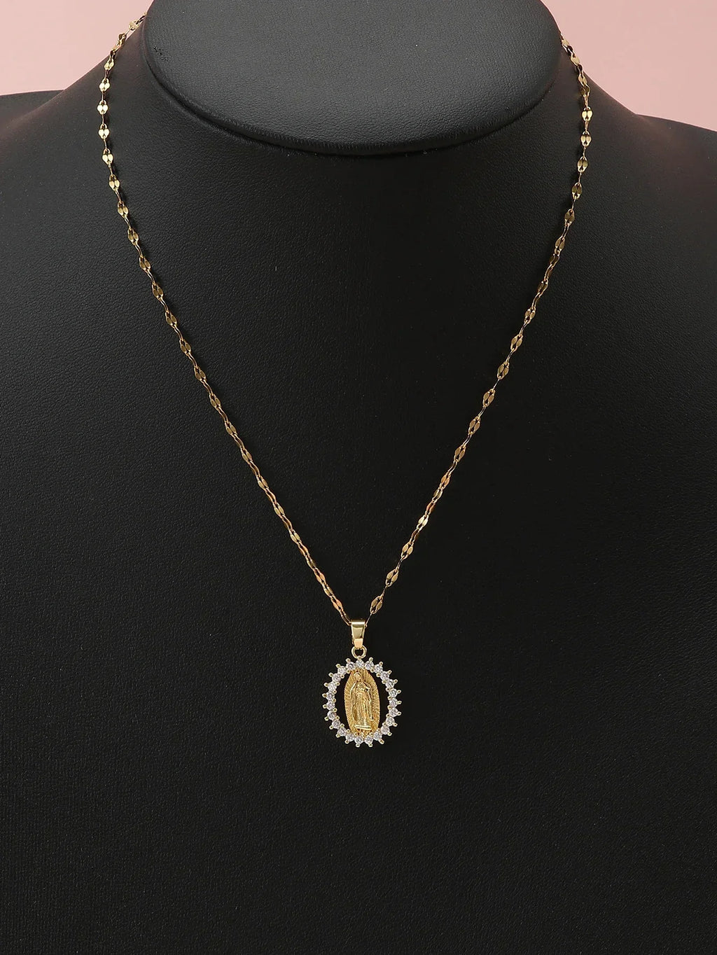 Fashion Micro Inlaid Zircon Virgin Mary Star Pendant Necklace Women