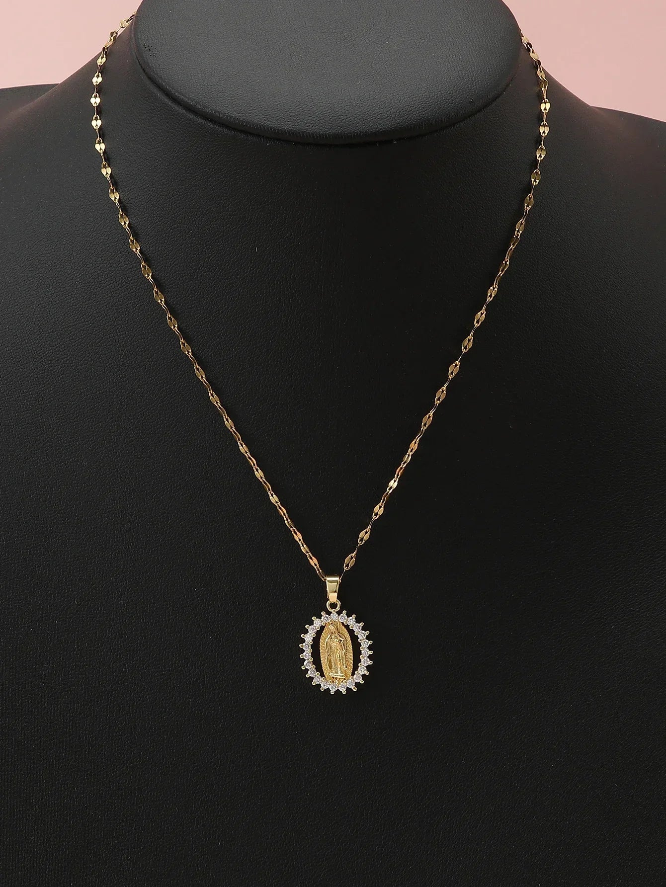 Fashion Micro Inlaid Zircon Virgin Mary Star Pendant Necklace Women