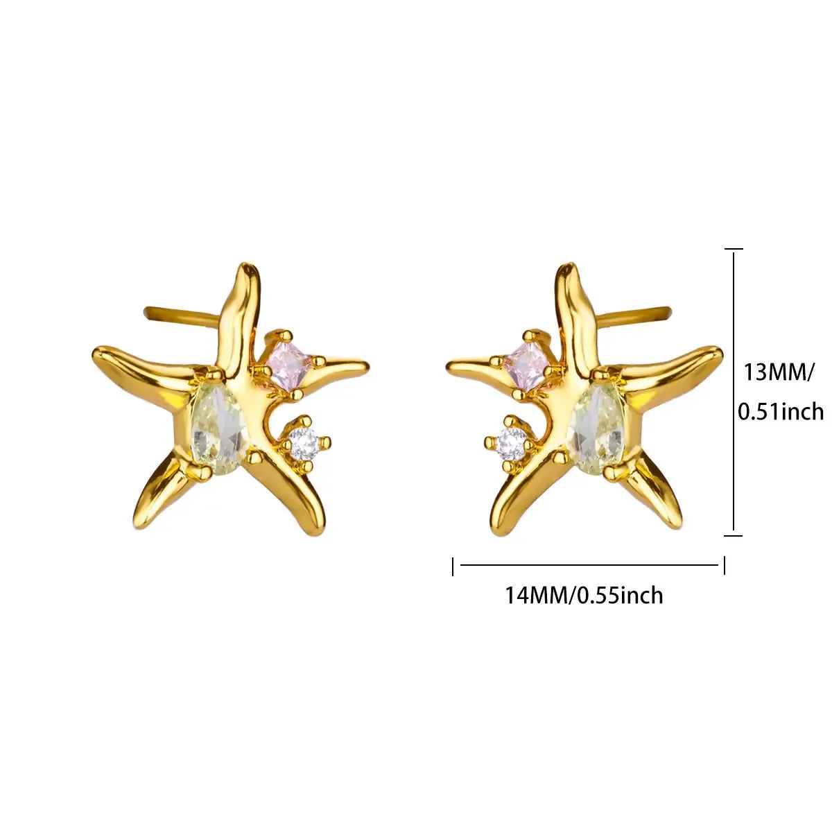 Vintage Starfish Star Stud Earrings Women Ocean Jewelry Gift