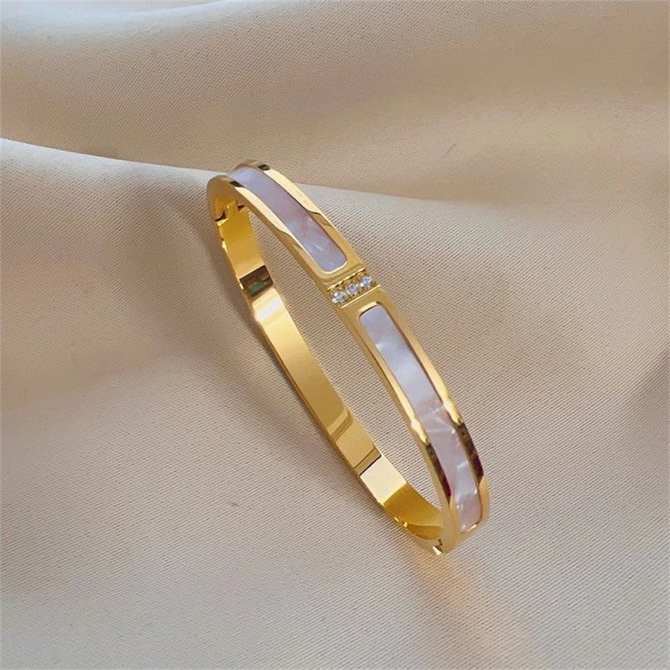 Women's Sparkling Zirconia Stainless Steel Stackable Bangle Set Gift