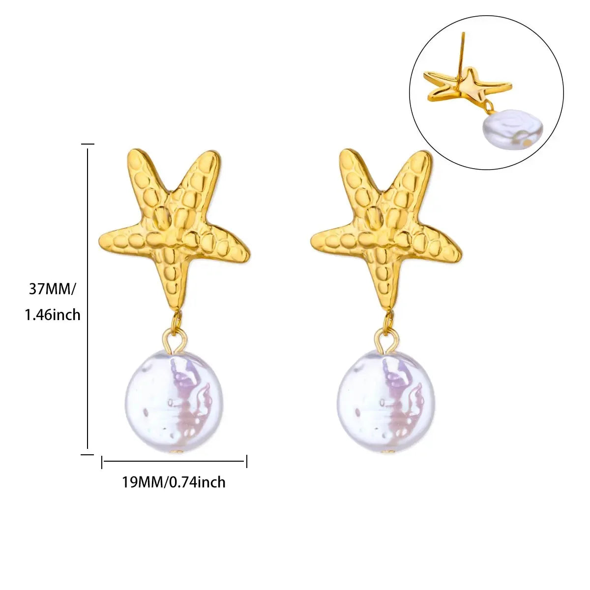 Vintage Starfish Star Stud Earrings Women Ocean Jewelry Gift