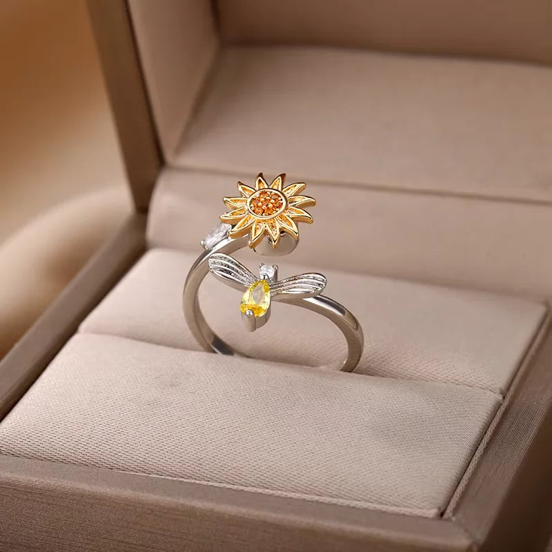 Sun & Star Fidget Ring – Stainless Steel