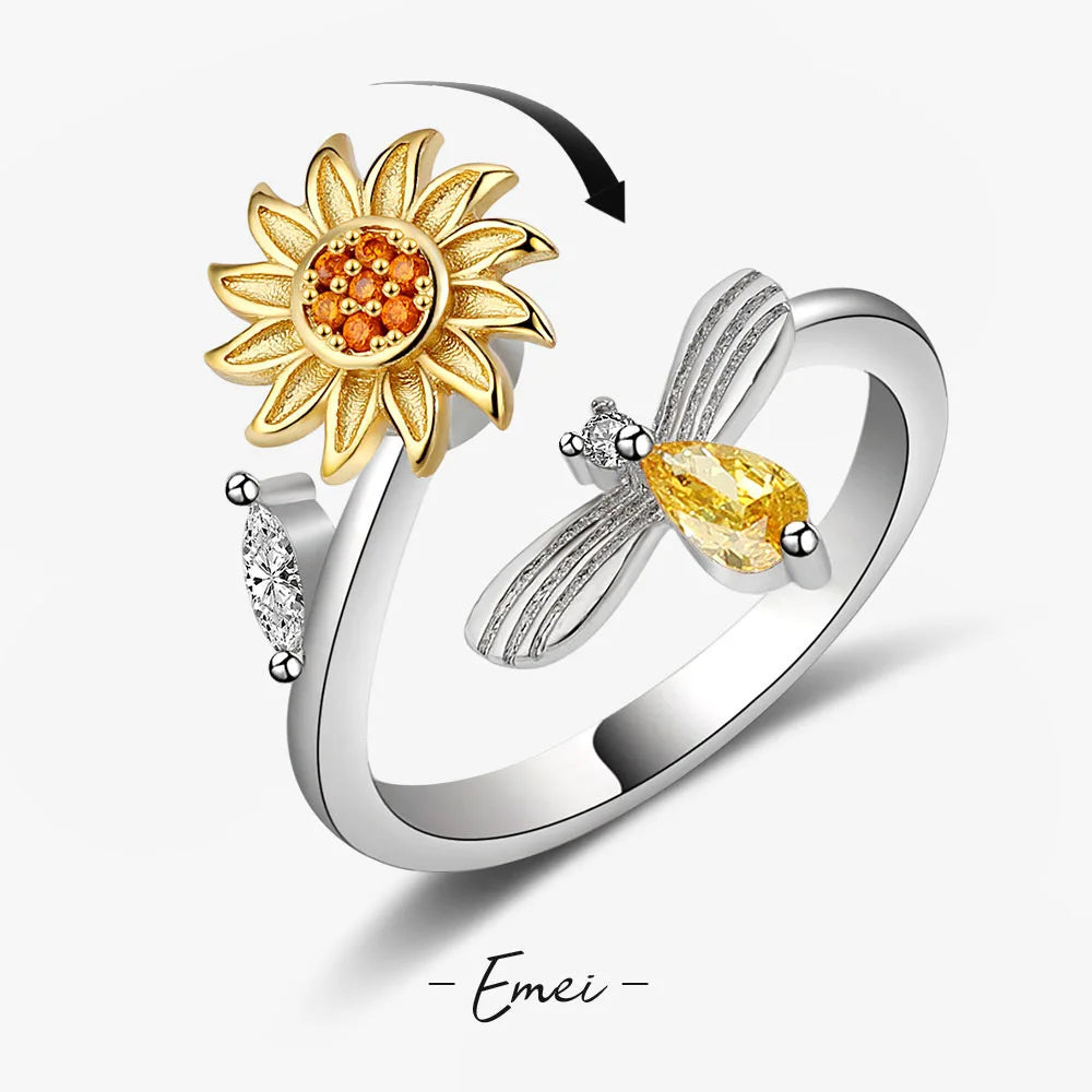 Sun & Star Fidget Ring – Stainless Steel