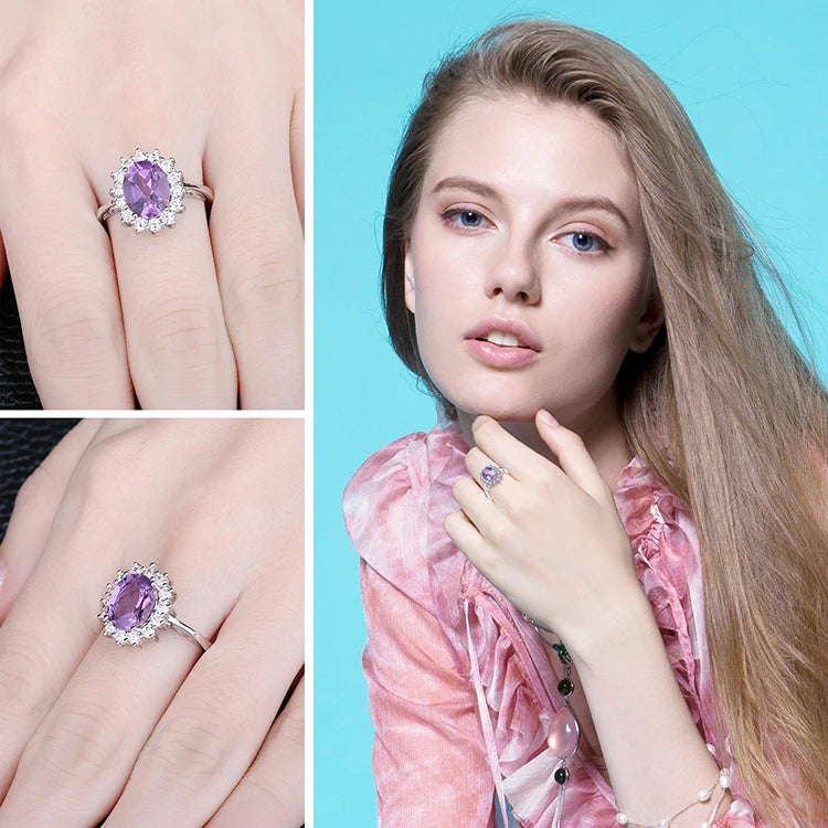 Royal Elegance Princess Diana Inspired Blue Sapphire Ring in 925 Sterling Silver with Natural Gemstones