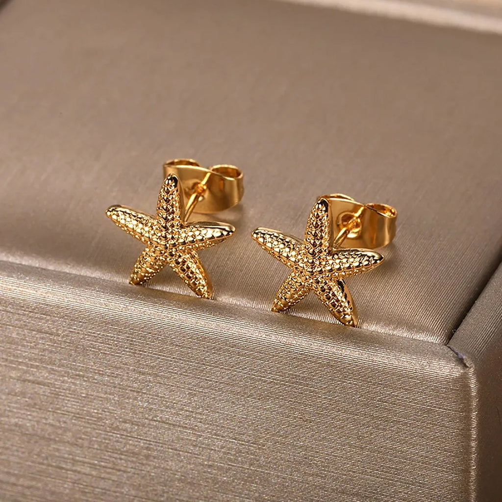 Vintage Starfish Star Stud Earrings Women Ocean Jewelry Gift