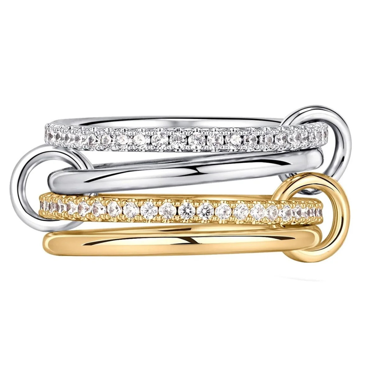 Women's Two-Color Copper Ring Set Hypoallergenic Stackable Jewelry