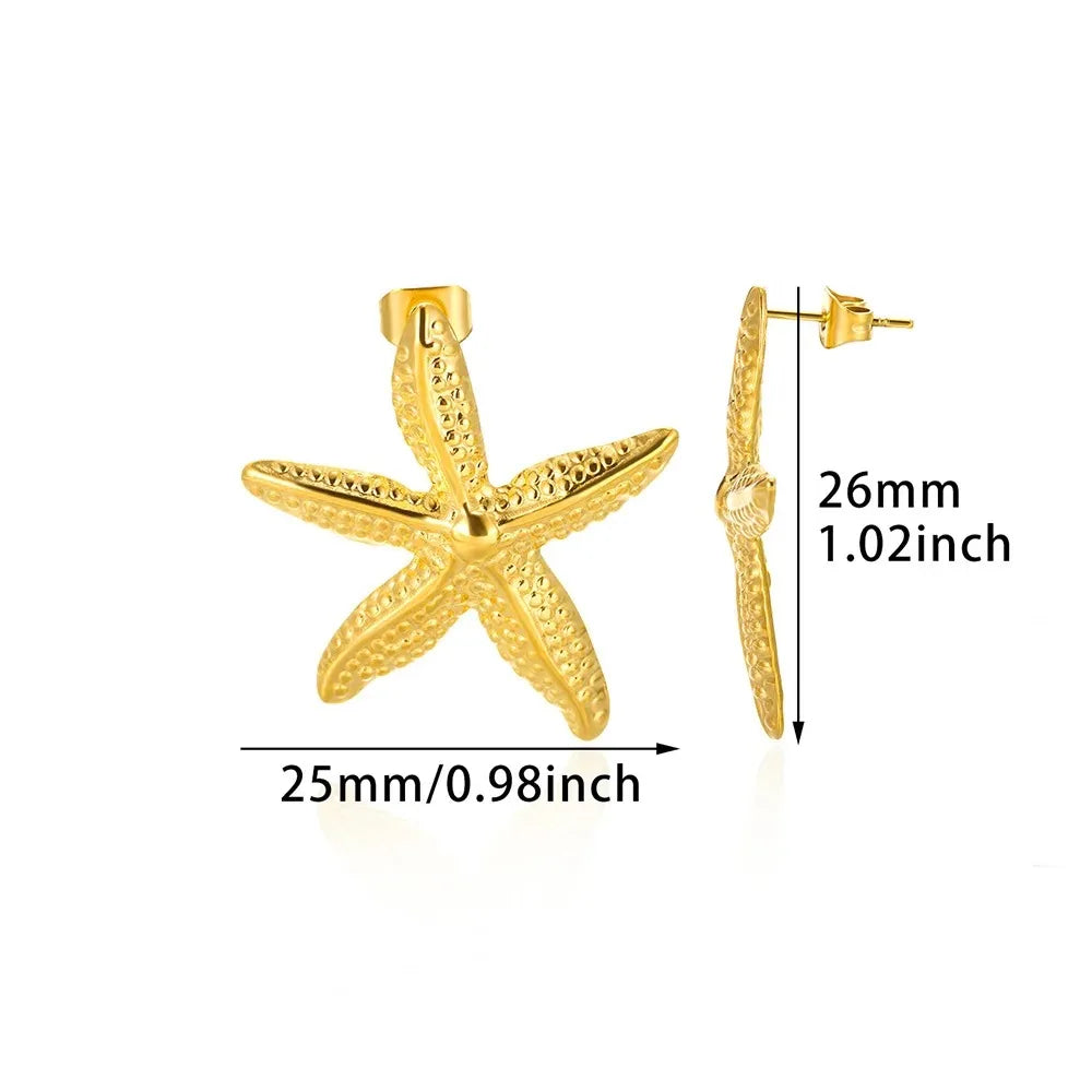Vintage Starfish Star Stud Earrings Women Ocean Jewelry Gift